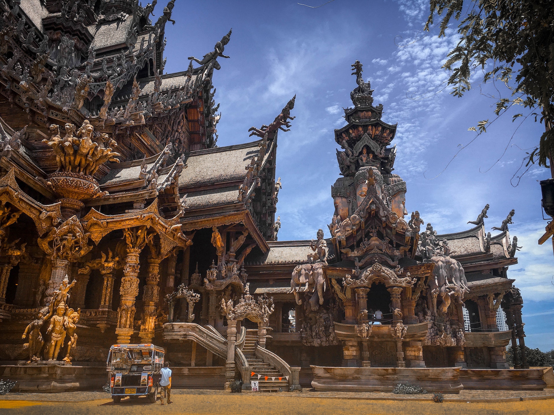 Pattaya City Sanctuary of Truth Museum Under Blue Sky